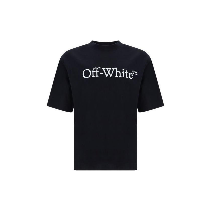 Black Cotton T-ShirtCotton Big Bookish Skate T-Shirt by Off-White, features ribbed crew neck, contrasting iconic brand monogram on front, monochrome pattern, regular fit. Season: AW25 Composition: 100% Cotton MADE IN PORTUGALBlack Cotton T-Shirt${tagsOff-