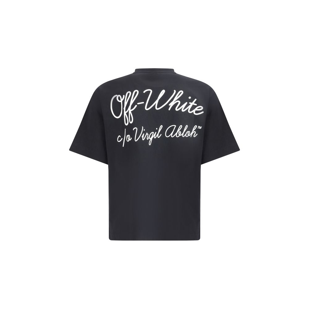 Black Cotton T-ShirtCotton Script Skate T-Shirt by Off-White features a minimalist and distinctive design with a ribbed crew neck that enhances its simplicity. The brand’s iconic monogram, placed on both the front and back, adds a recognizable touch and e
