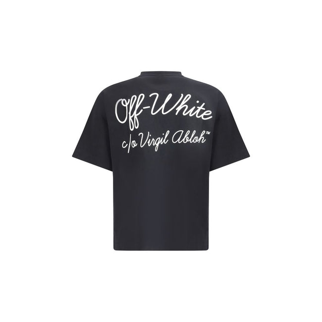 Black Cotton T-ShirtCotton Script Skate T-Shirt by Off-White features a minimalist and distinctive design with a ribbed crew neck that enhances its simplicity. The brand’s iconic monogram, placed on both the front and back, adds a recognizable touch and e
