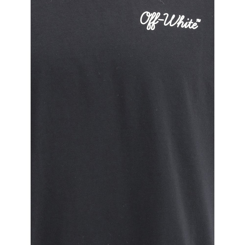 Black Cotton T-ShirtCotton Script Skate T-Shirt by Off-White features a minimalist and distinctive design with a ribbed crew neck that enhances its simplicity. The brand’s iconic monogram, placed on both the front and back, adds a recognizable touch and e