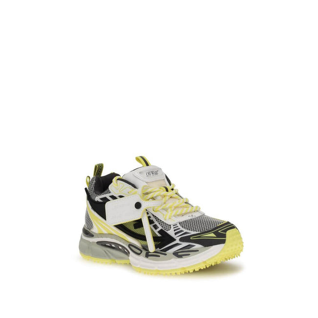 OW Be Right Back SneakersThe OW Be Right Back Sneakers by Off-White are crafted from a combination of grey mesh, multicolor synthetic leather, and rubber. They feature an almond toe, lace-up fastening, and the brand’s iconic zip-tie detail. The design is