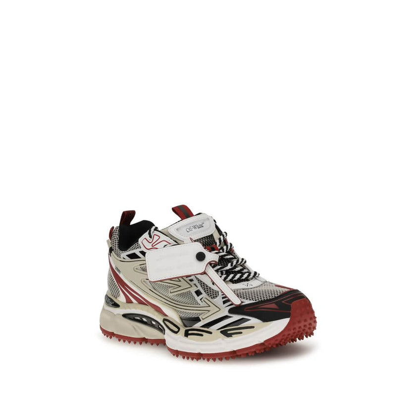 OW Be Right Back SneakersThe OW Be Right Back Sneakers by Off-White are crafted from a combination of grey mesh, multicolor synthetic leather, and rubber. They feature an almond toe, lace-up fastening, and the brand’s iconic zip-tie detail. The design is