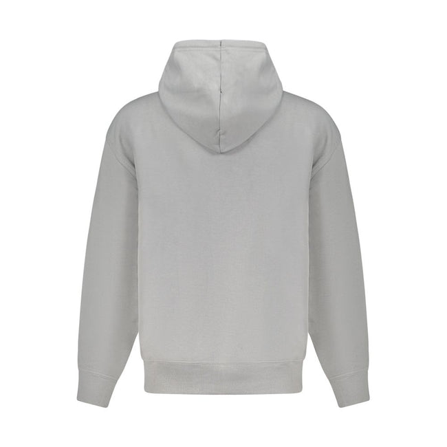 Gray Cotton Men SweaterElevate your leisurewear with the sophistication of Hugo Boss. This long-sleeved, hooded sweatshirt is the epitome of comfort meets style. Brushed for a luxuriously soft feel with a central pocket for functionality, it’s adorned wit