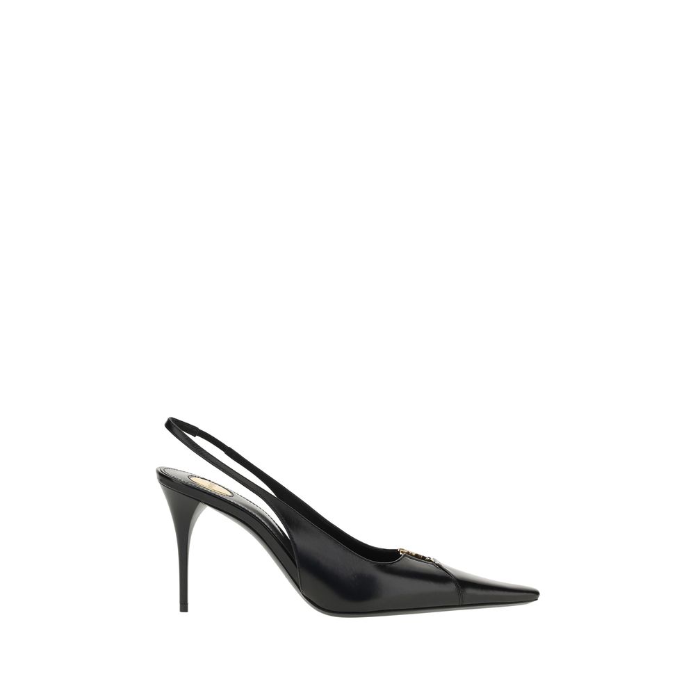 Black Calf Leather Bos Taurus PumpsSaint Laurent’s leather Babylone Pumps express bold and sophisticated femininity. Featuring an elongated toe with elegant cut-out details, they are embellished with the iconic YSL metallic element applied to the front. T