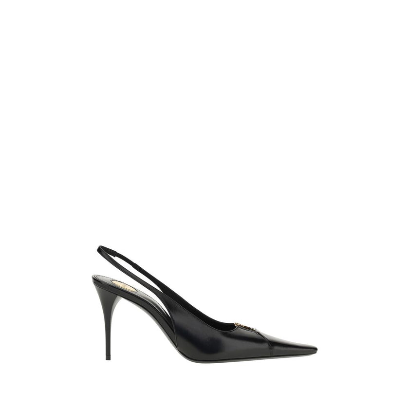 Black Calf Leather Bos Taurus PumpsSaint Laurent’s leather Babylone Pumps express bold and sophisticated femininity. Featuring an elongated toe with elegant cut-out details, they are embellished with the iconic YSL metallic element applied to the front. T