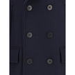Blue Wool CoatThe Wool Pea Coat by Burberry is crafted in wool with a regular fit and tonal check lining. Its double-breasted design is enhanced by a wool-cotton undercollar woven with the iconic Burberry Check and buttons debossed with the Equestrian Kni