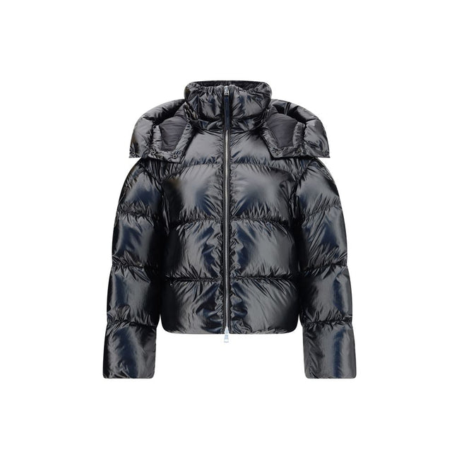 Black Polyamide Full-Length JacketThe Lothar Short Down Jacket with hood from Moncler x EE72 by Edward Enninful combines style and functionality. Crafted from nylon with a longue saison lining, it features lightweight yet warm padding, ideal for colder da