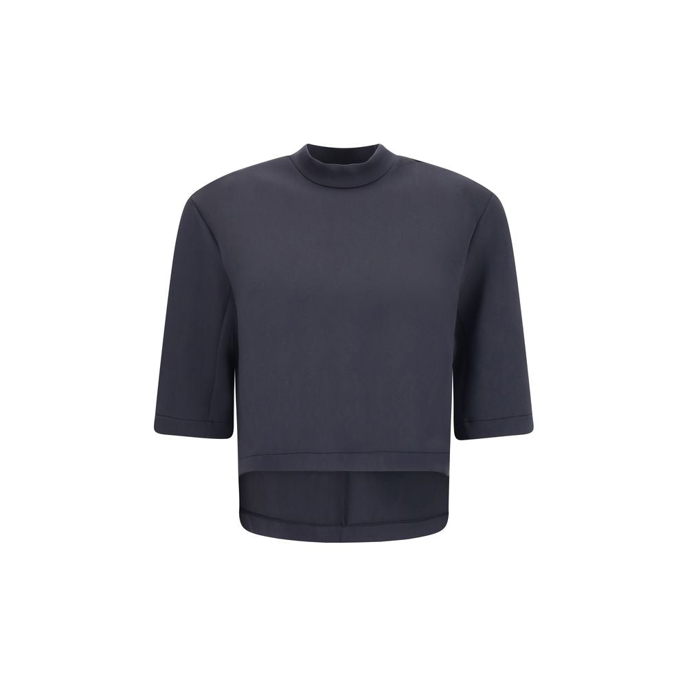 Black Polyester T-ShirtThe T-shirt by Moncler x EE72 by Edward Enninful embodies the understated elegance of the collection. Crafted from neoprene, it features a clean crew neck and short sleeves that enhance its modern silhouette. The design is completed