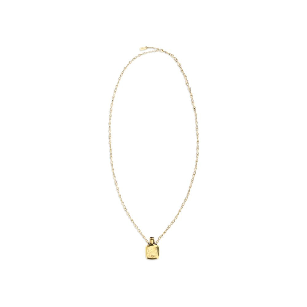 Gold Brass NecklaceThe Elixir pendant Necklace by Chloé is a jewelry piece with a vintage charm, crafted in Vintage Gold brass. The design is enhanced by a square ornamental vial topped with a resin stone. The pendant features an engraved Chloé logo, whil
