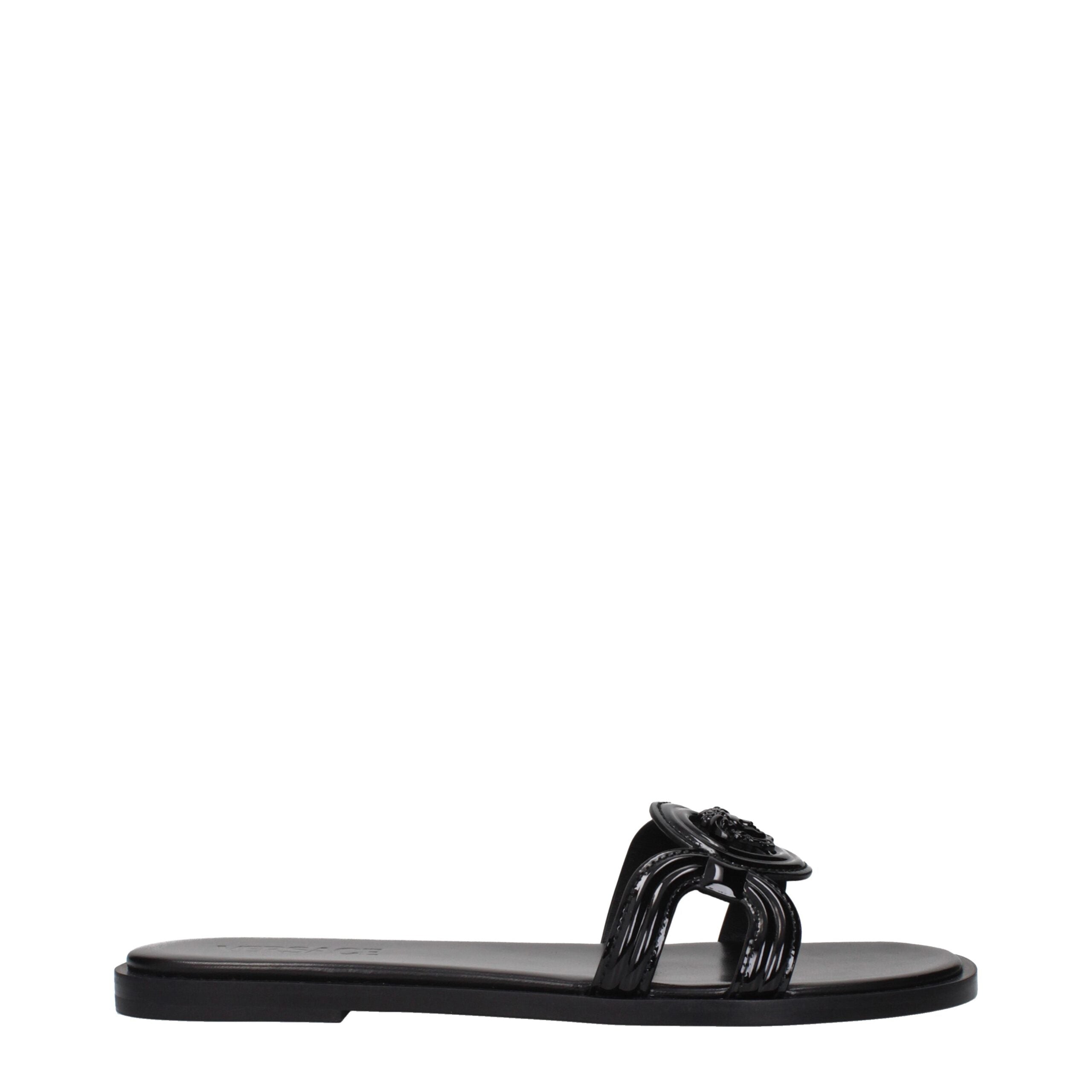 Black Leather SlippersDescription: The product with MPN 1018364D2VE1B000 and code F84877 patent leather in black is a slippers and clogs designed by Versace. It has features like front logo.Black Leather Slippers${tagsVersaceAulae Black Leather Slippers V