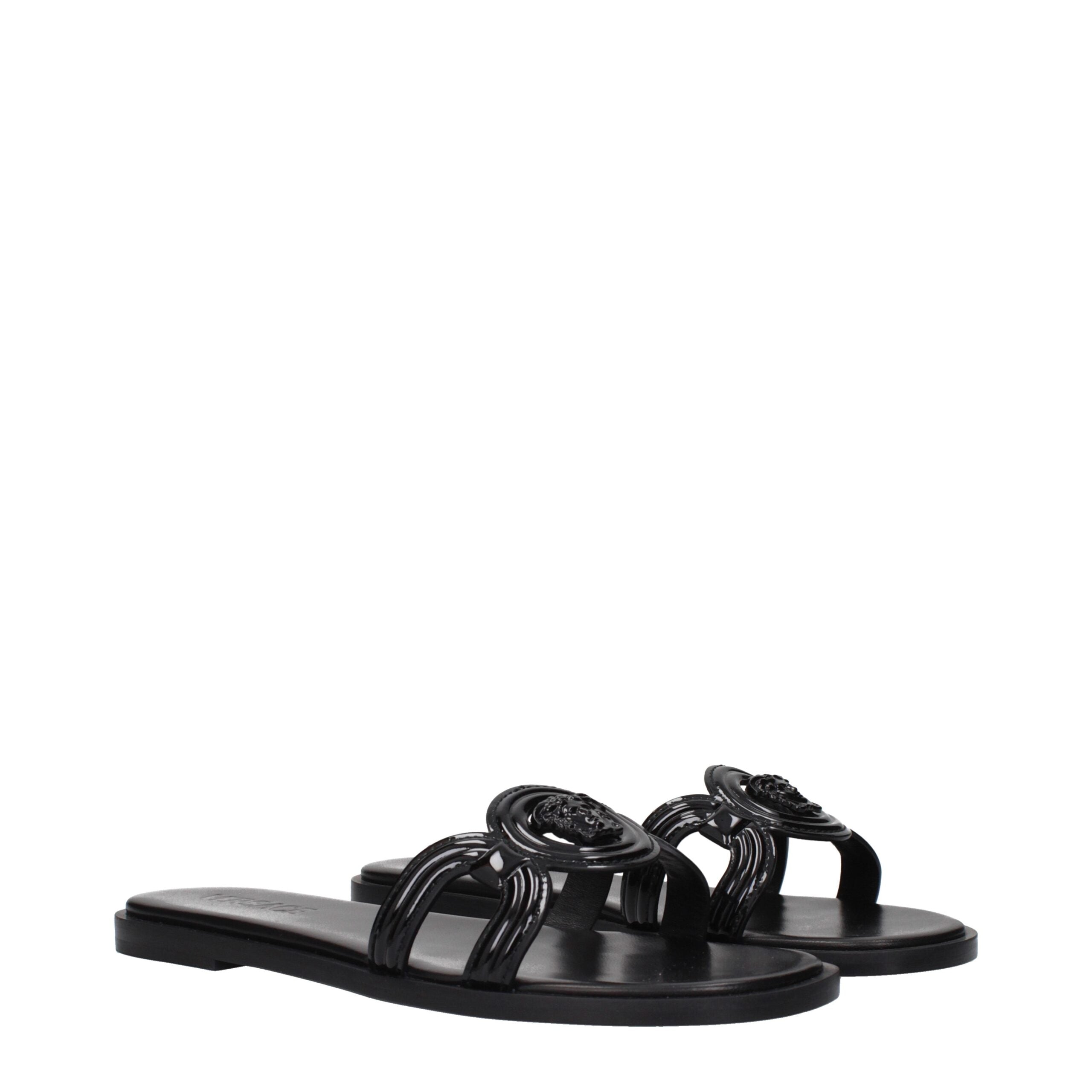 Black Leather SlippersDescription: The product with MPN 1018364D2VE1B000 and code F84877 patent leather in black is a slippers and clogs designed by Versace. It has features like front logo.Black Leather Slippers${tagsVersaceAulae Black Leather Slippers V