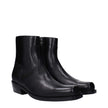 Black Leather Ankle BootsDescription: The product with MPN 10161571A110841B00E and code F82950 leather in black is a ankle boots designed by Versace. It has features like side logo. Additional Info: Style: Casual Closing type: Zip Closure Shoe sole: Leath