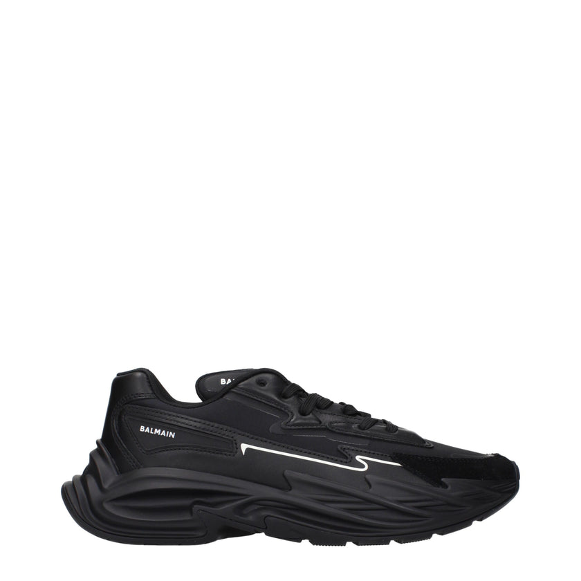 Black Leather Athletic SneakersDescription: The product with MPN VI355LLSN0PA and code F84913 leather in black is a sneakers designed by Balmain. It has features like front logo, side logo, back logo.Black Leather Athletic Sneakers${tagsBalmainAulae Black