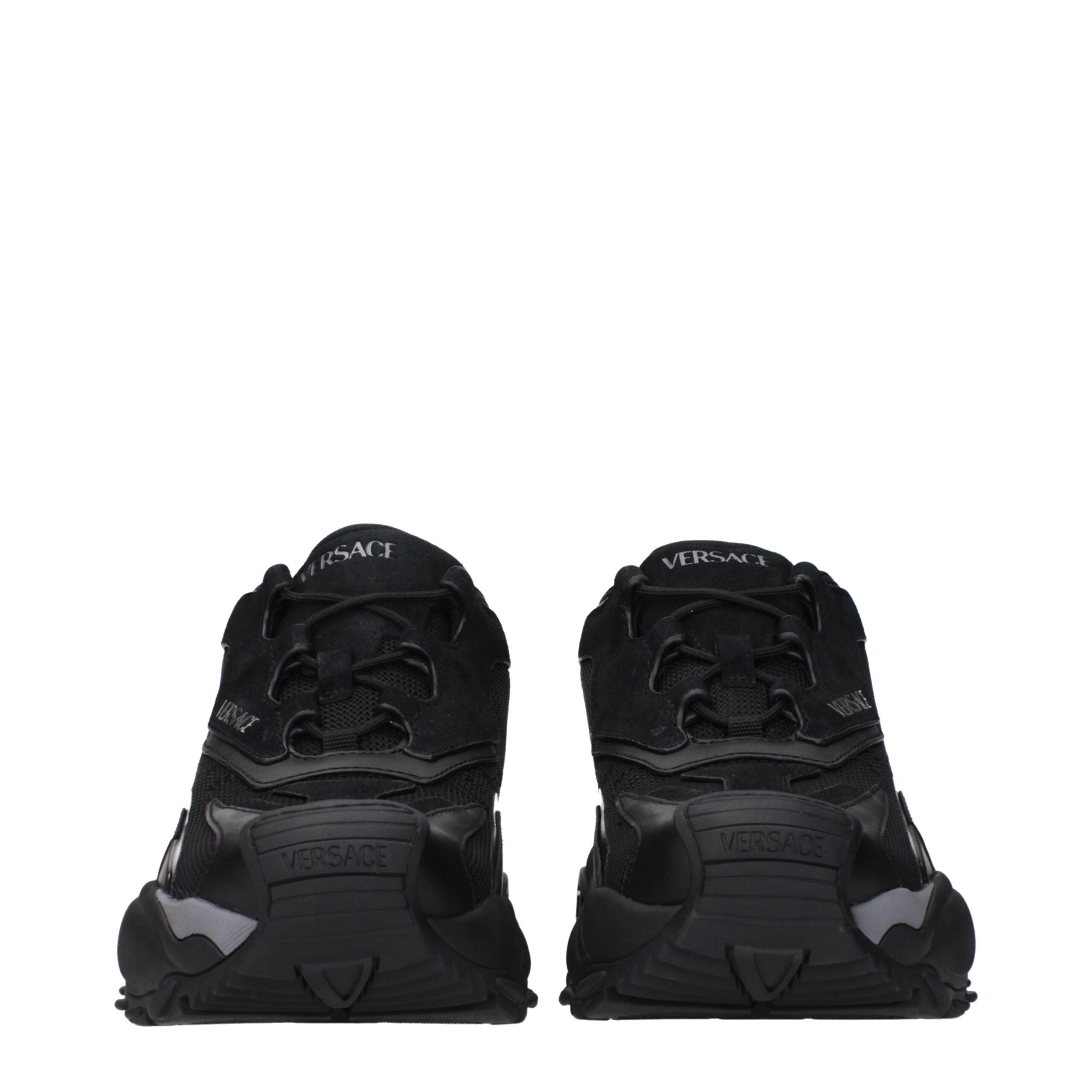 Black Fabric Athletic SneakersDescription: The product with MPN 10163061A126791B00B and code F84914 fabric in black is a sneakers designed by Versace. It has features like front logo, side logo, back logo.Black Fabric Athletic Sneakers${tagsVersaceAulae B