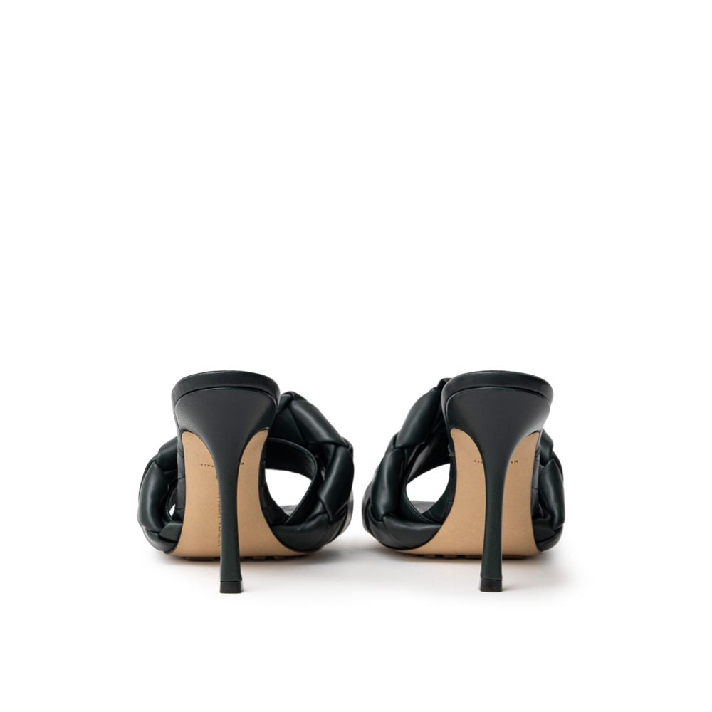 Green Leather Stiletto Heel SandalsBottega Veneta Lido Mule Sandal in Dark Green. Square toe, maxi tubular weave, weave pattern on the sole and printed logo, stiletto heel. Composition: 100% Leather. Internal SKU: 25FEB105 Brand SKU: 608854VBSSOGreen Leat