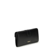 Black Calf Leather Bos Taurus WalletThe chain Wallet by Versace combines functionality and style in a compact and sophisticated design. Crafted from grained calfskin, it features a magnetic closure with a leather-covered V initial and antiqued brass-finis