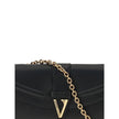Black Calf Leather Bos Taurus WalletThe chain Wallet by Versace combines functionality and style in a compact and sophisticated design. Crafted from grained calfskin, it features a magnetic closure with a leather-covered V initial and antiqued brass-finis