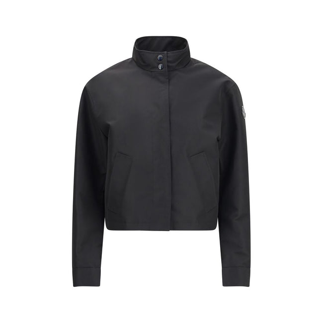 Black Polyester Full-Length JacketThe Krovanh Short Jacket from Moncler x EE72 by Edward Enninful combines technical design and refined elegance. Crafted from 3L technical polyester with a nylon laqué lining, it offers both comfort and durability. The pad