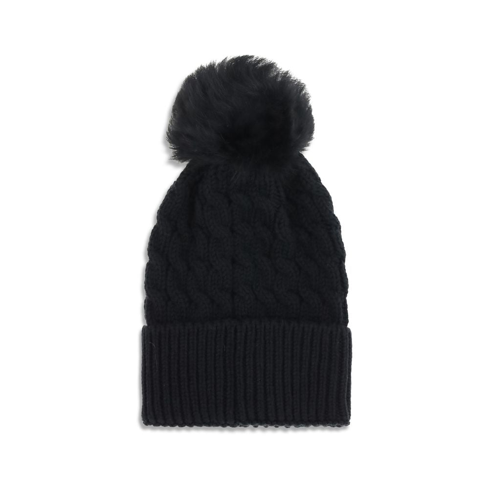 Black Fleece Wool BeanieBeanie Hat by Moncler Grenoble is made of extra fine wool yarn, ideal for ensuring warmth and comfort during the cold season. Distinguished by a refined braided knit with fineness 3, it is embellished with a matching pom-pom and co