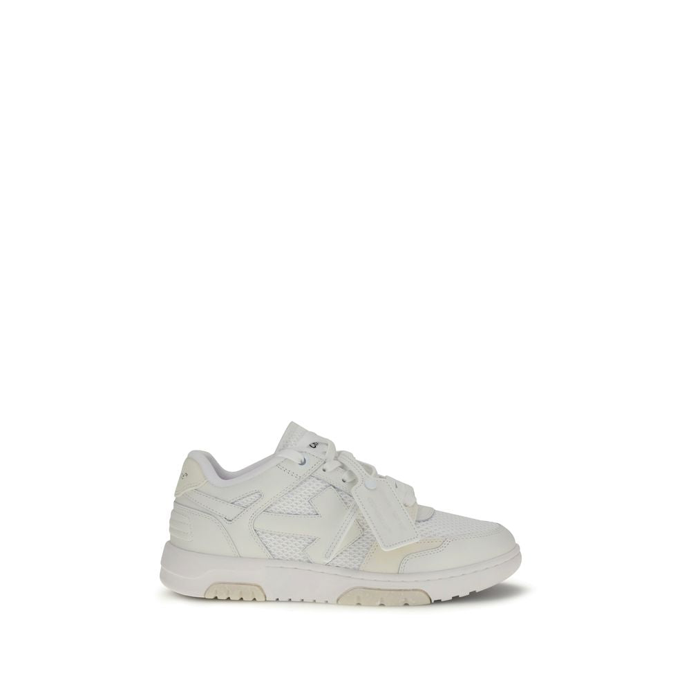 White Calf Leather Bos Taurus Low Top SneakersOut of Office Sneakers by Off White feature a perforated round toe that offers breathability and comfort. The flat sole provides stability, while the iconic embossed Arrow logo on the side panel adds a distinc