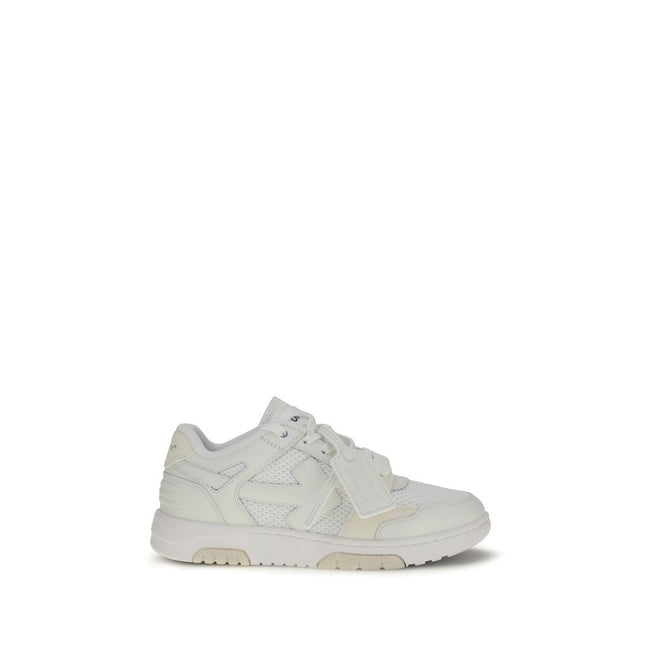 White Calf Leather Bos Taurus Low Top SneakersOut of Office Sneakers by Off White feature a perforated round toe that offers breathability and comfort. The flat sole provides stability, while the iconic embossed Arrow logo on the side panel adds a distinc