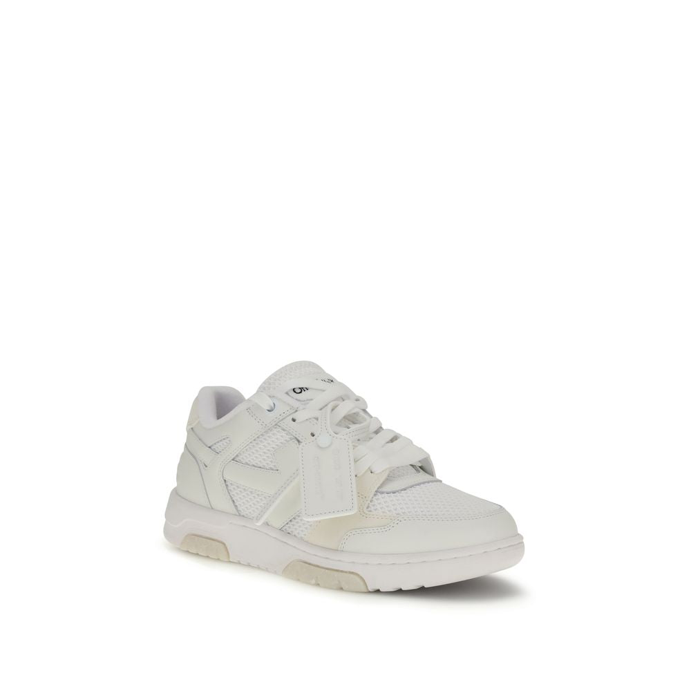 White Calf Leather Bos Taurus Low Top SneakersOut of Office Sneakers by Off White feature a perforated round toe that offers breathability and comfort. The flat sole provides stability, while the iconic embossed Arrow logo on the side panel adds a distinc