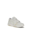 White Calf Leather Bos Taurus Low Top SneakersOut of Office Sneakers by Off White feature a perforated round toe that offers breathability and comfort. The flat sole provides stability, while the iconic embossed Arrow logo on the side panel adds a distinc