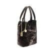 Brown Fur Shoulder BagSpin small Tote Bag by Chloè in soft shearling is distinguished by a compact, minimalist silhouette defined by clean graphic lines. The discreet elegance of the design is enhanced by a dangling chain with the iconic Chloé medals and