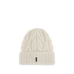 White Fleece Wool BeanieBeanie Hat by Moncler Grenoble is made of extra fine wool yarn, perfect for providing warmth and comfort during the cold season. Characterized by a refined braided knit with fineness 3, it is completed by the iconic logo patch, a d