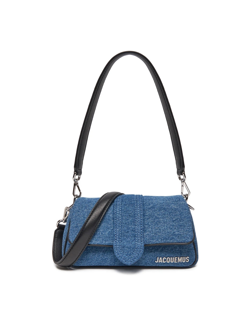Denim Le Bambimou Petit HandbagJACQUEMUS Gorgeous brand new, 100% Authentic Jacquemus Denim Le Bambimou Petit Handbag. Model: 241BA388-3176 Color: Denim with Silver Hardware Material: Cotton and Leather – Adjustable shoulder strap – Small handle – Removab