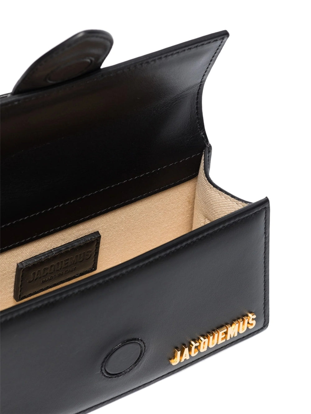 Black Le Bambino HandbagJACQUEMUS Gorgeous brand new, 100% Authentic Jacquemus Le Bambino Black Bag. Model: 213BA006-3000 Color: Black with Gold Hardware Material: Leather Bag with adjustable shoulder strap – Small handle – Removable shoulder strap – Card