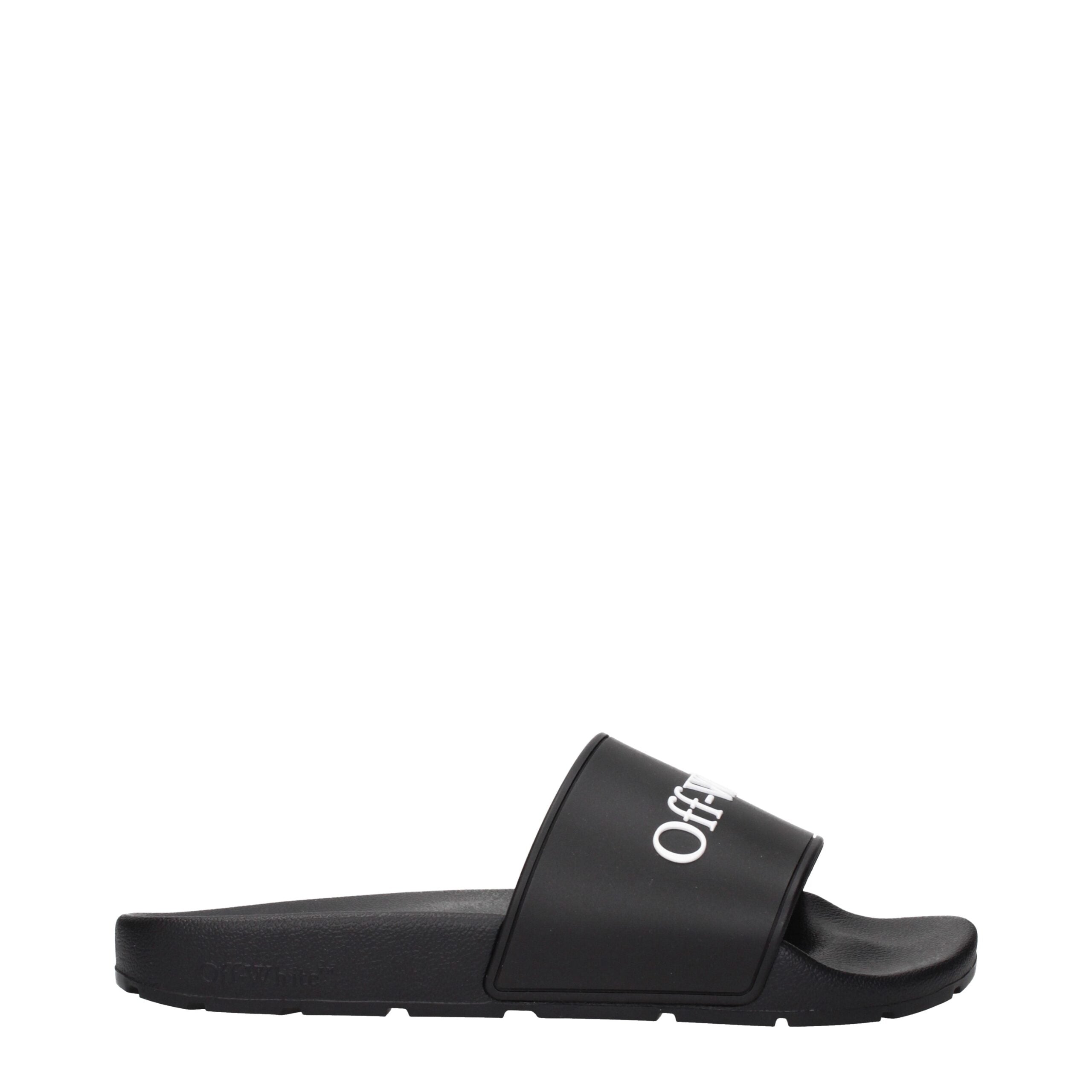 Schwarze Synthetik-Pantoletten mit Logo-Print vorne von Off-White