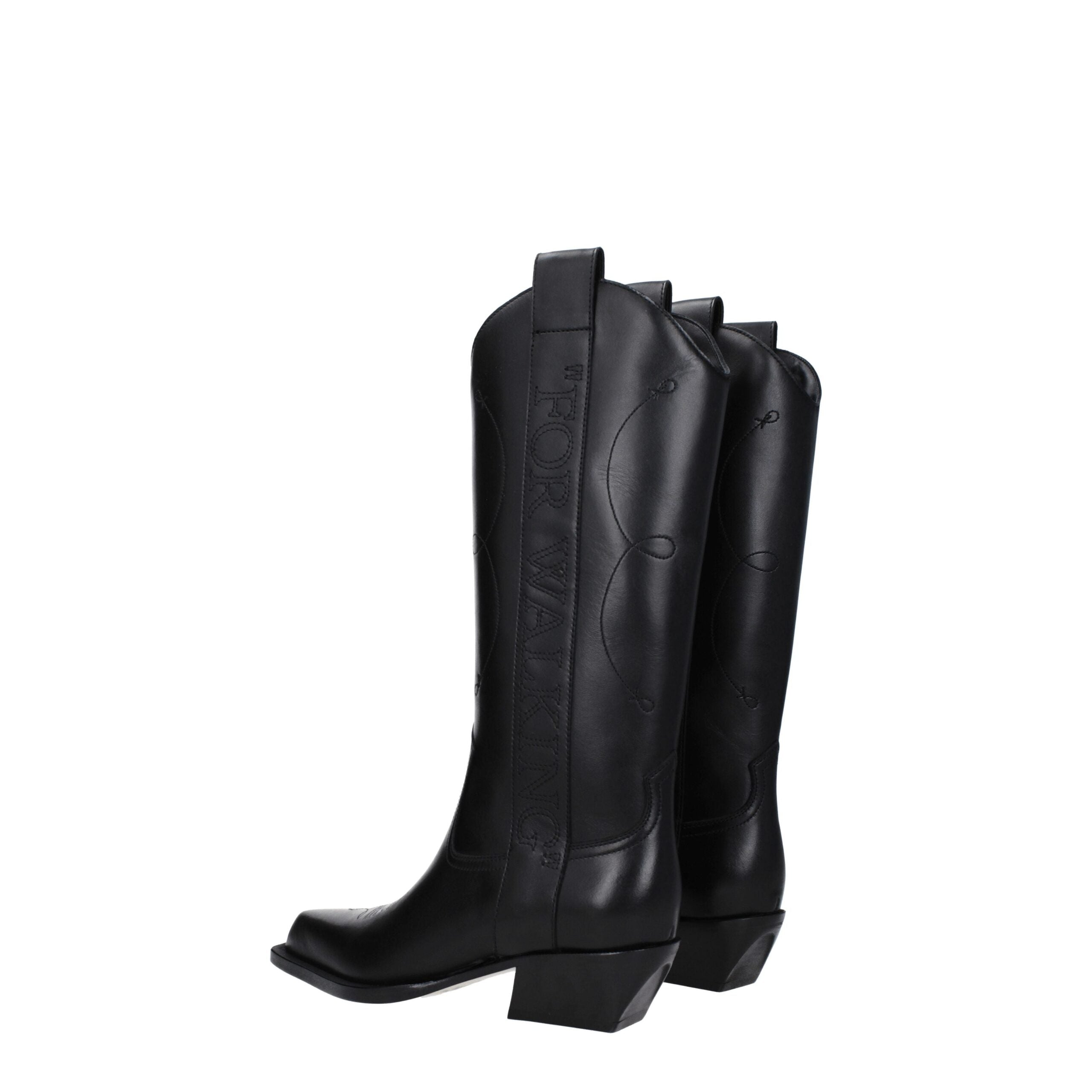 Black Leather High Heel BootsDescription: The product with MPN OWIE041LEA0011010 and code F78938 leather in black is a boots designed by Off-White. Additional Info: Style: Country Materials: Leather Shoe sole: Leather Heel height: 5 cm Shoe tip: Pointy to
