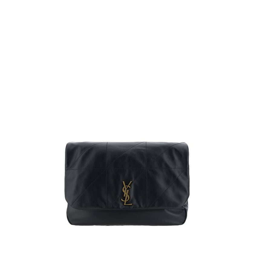 Black Lamb Ovis Aries Aries Shoulder BagLambskin Jamie Shoulder Bag by Saint Laurent, all-over padded design, front flap for snap-button closure, sliding chain strap with tassel detail, three-dimensional plaque with iconic gold-plated YSL logo appliqué on