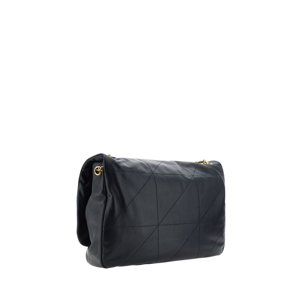 Black Lamb Ovis Aries Aries Shoulder BagLambskin Jamie Shoulder Bag by Saint Laurent, all-over padded design, front flap for snap-button closure, sliding chain strap with tassel detail, three-dimensional plaque with iconic gold-plated YSL logo appliqué on