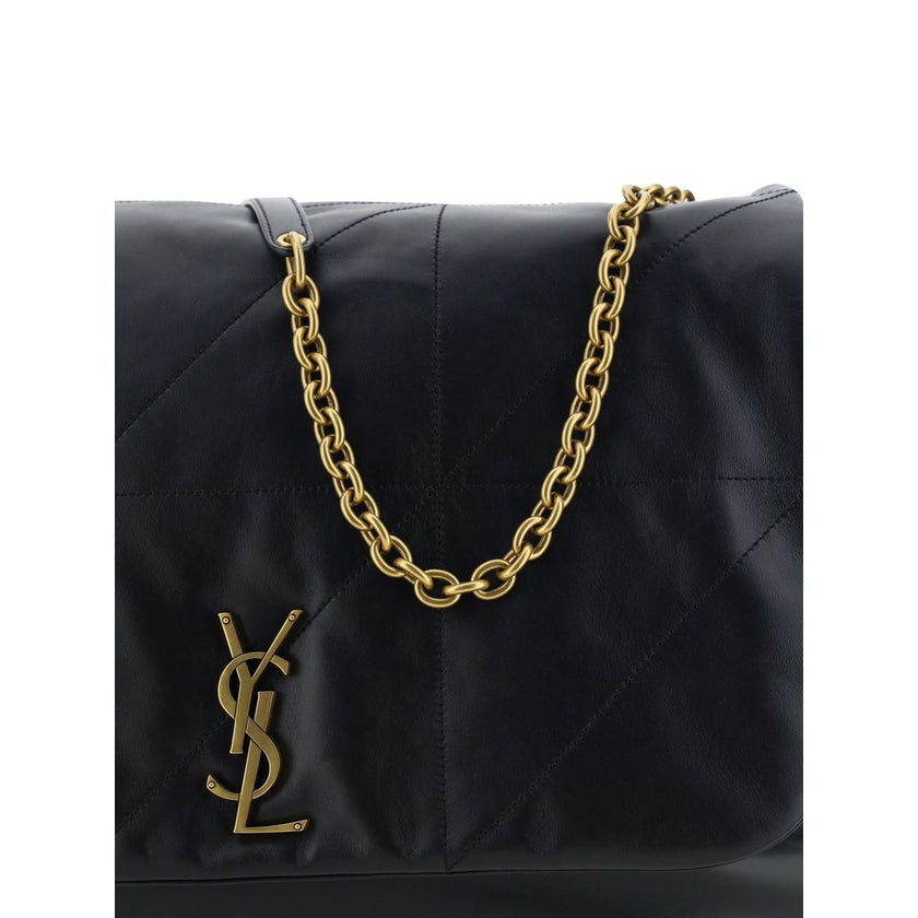 Black Lamb Ovis Aries Aries Shoulder BagLambskin Jamie Shoulder Bag by Saint Laurent, all-over padded design, front flap for snap-button closure, sliding chain strap with tassel detail, three-dimensional plaque with iconic gold-plated YSL logo appliqué on
