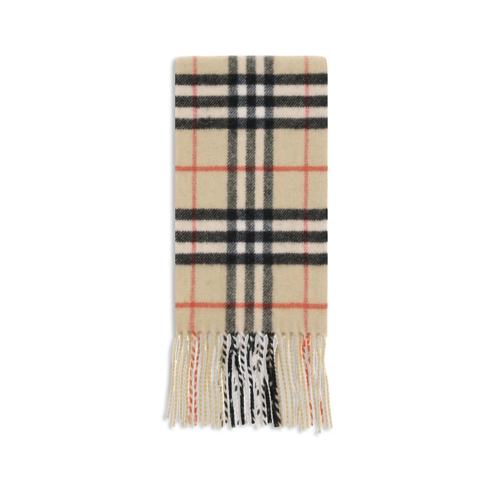 Beige Cashmere ScarfThin cashmere Check Scarf by Burberry is a refined and timeless accessory perfect for adding a touch of elegance to everyday looks. Rectangular in shape, it is made of pure cashmere for an extremely soft feel on contact with the skin.