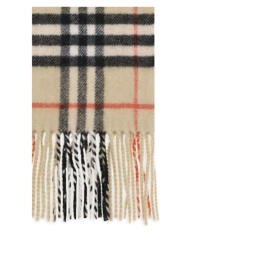Beige Cashmere ScarfThin cashmere Check Scarf by Burberry is a refined and timeless accessory perfect for adding a touch of elegance to everyday looks. Rectangular in shape, it is made of pure cashmere for an extremely soft feel on contact with the skin.