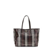 Multicolor Cotton Shoulder BagMedium Highlands Tote Bag by Burberry is a capacious and sophisticated model designed for everyday elegance. Crafted with clean lines and unlined construction, it features leather top handles and a snap-button closure for dis