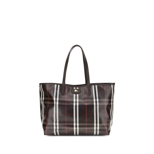 Multicolor Cotton Shoulder BagMedium Highlands Tote Bag by Burberry is a capacious and sophisticated model designed for everyday elegance. Crafted with clean lines and unlined construction, it features leather top handles and a snap-button closure for dis