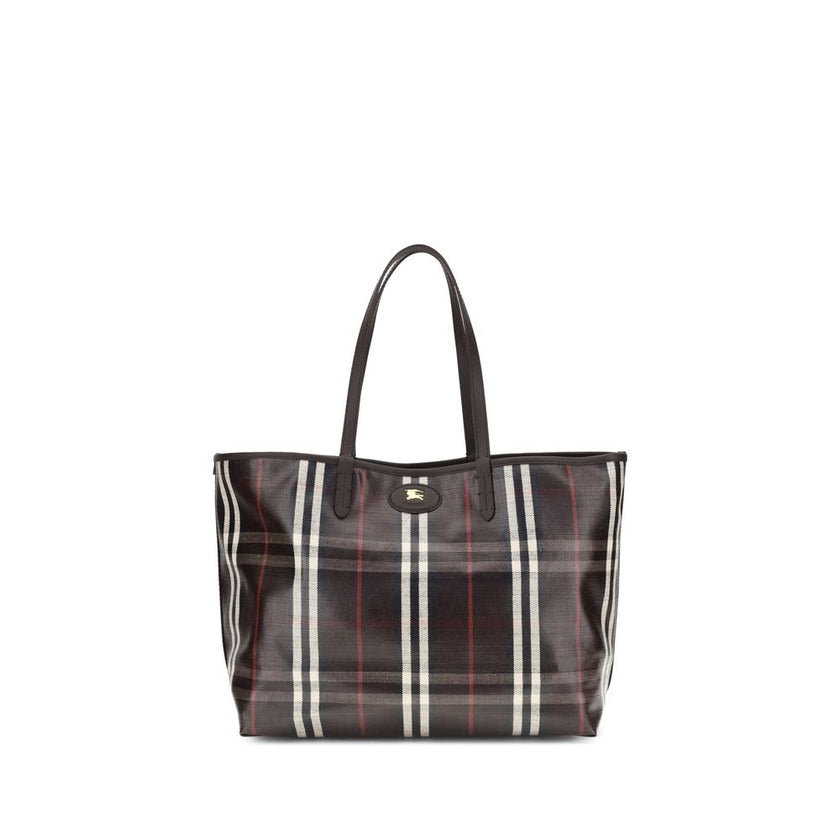 Multicolor Cotton Shoulder BagMedium Highlands Tote Bag by Burberry is a capacious and sophisticated model designed for everyday elegance. Crafted with clean lines and unlined construction, it features leather top handles and a snap-button closure for dis