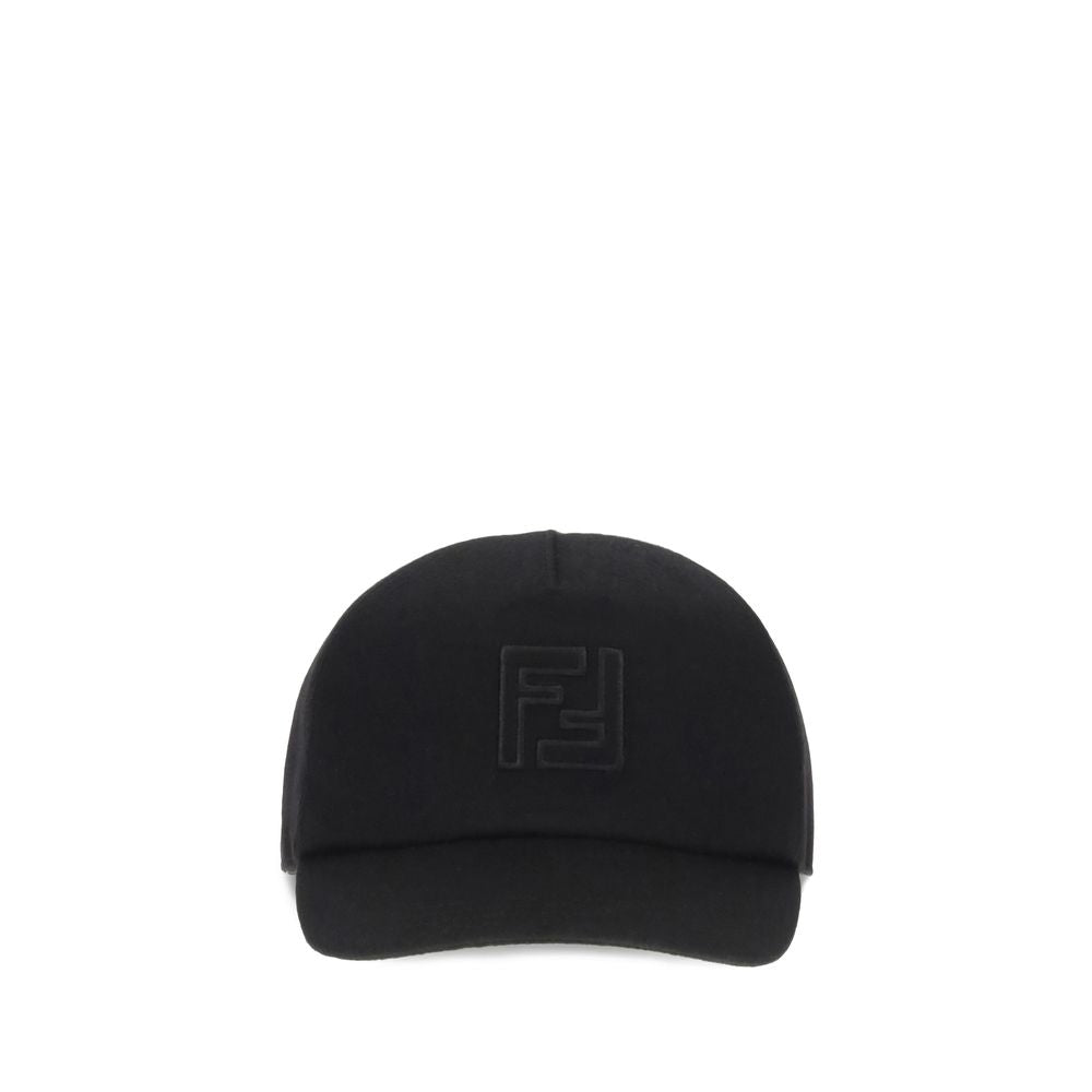 Black Wool Cap (Baseball Hat)Wool Baseball Hat by Fendi is a sophisticated accessory that combines sporty style and fine materials. Made entirely of wool felt and cashmere, it features a semi-rigid visor that maintains shape without sacrificing comfort. T