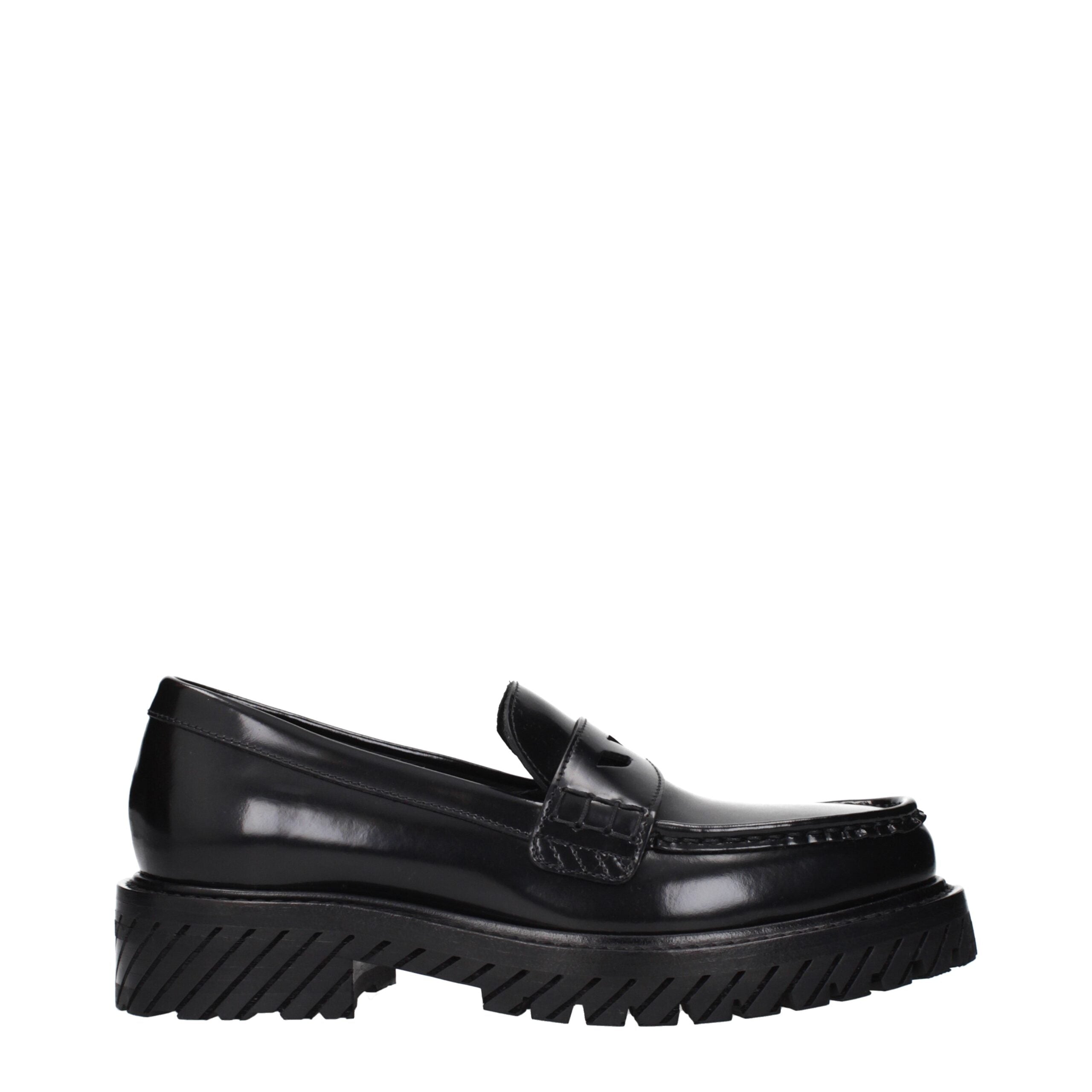 Schwarze Leder-Slipper zum Hineinschlüpfen von Off-White