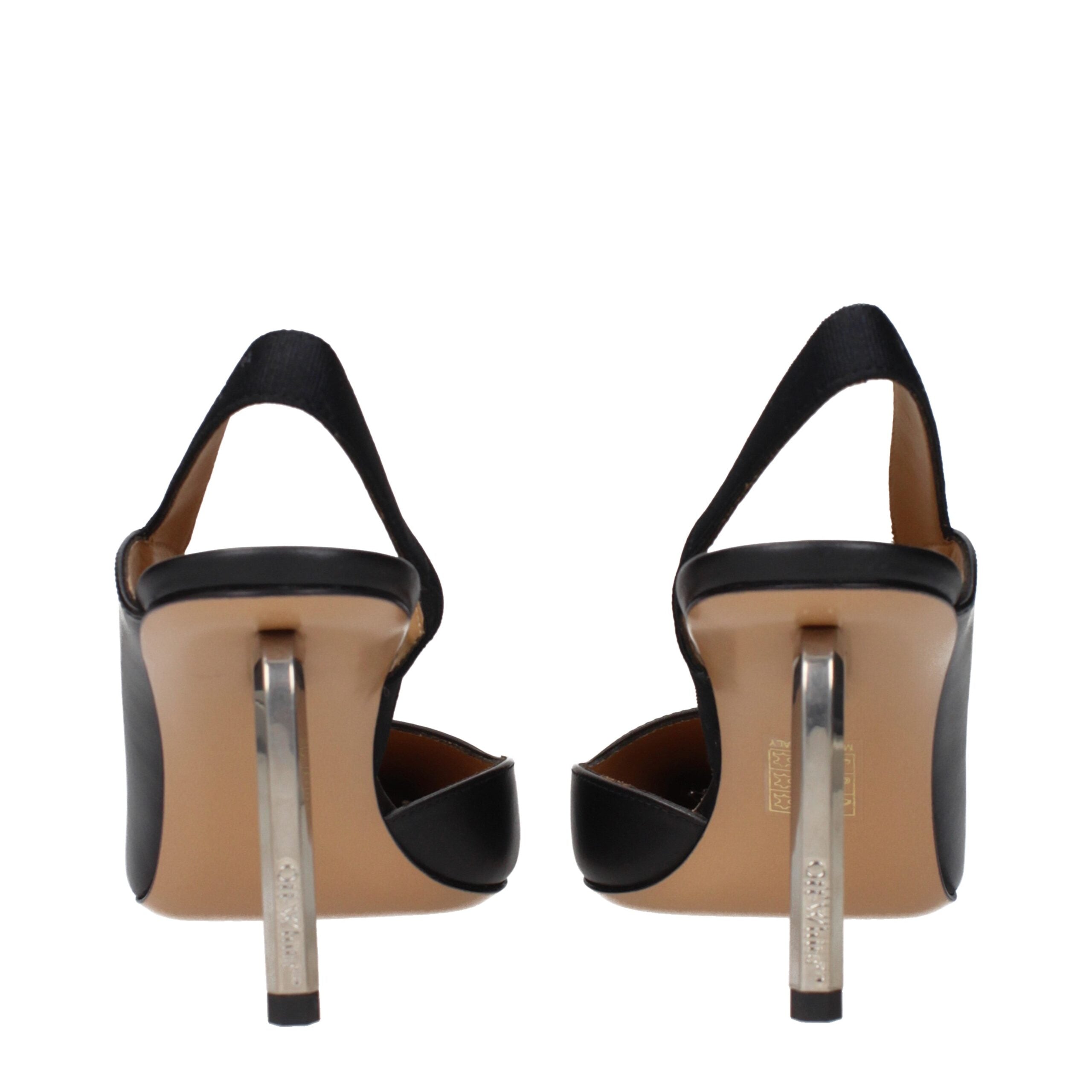 Black Leather High Heel PumpsDescription: The product with MPN OWIQ001LEA0011072 and code F84960 leather in black is a sandals designed by Off-White. It has features like side logo, vintage effect.Black Leather High Heel Pumps${tagsOff-WhiteAulae Black Le