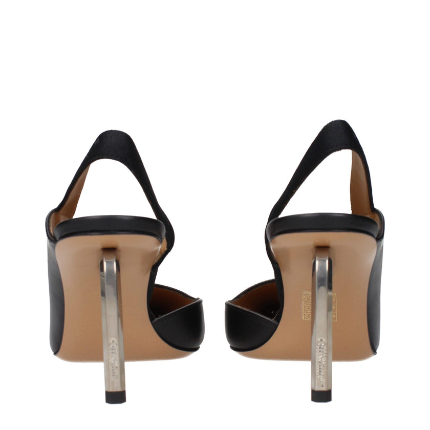 Black Leather High Heel PumpsDescription: The product with MPN OWIQ001LEA0011072 and code F84960 leather in black is a sandals designed by Off-White. It has features like side logo, vintage effect.Black Leather High Heel Pumps${tagsOff-WhiteAulae Black Le