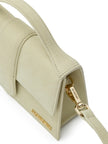 Beige Textured Le Grand Bambino BagJACQUEMUS Gorgeous brand new, 100% Authentic Jacquemus Le Grand Bambino Beige Bag. Model: 213BA007-3012-210 Color: Beige with Gold Hardware Material: Leather Beige with adjustable shoulder strap – Small handle – Removabl
