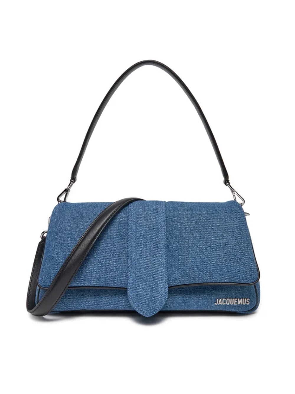 Denim Le Bambimou HandbagJACQUEMUS Gorgeous brand new, 100% Authentic Jacquemus Denim Le Bambimou Petit Handbag. Model: 241BA389-3176-330 Color: Denim with Silver Hardware Material: Cotton and Leather – Adjustable shoulder strap – Small handle – Removable