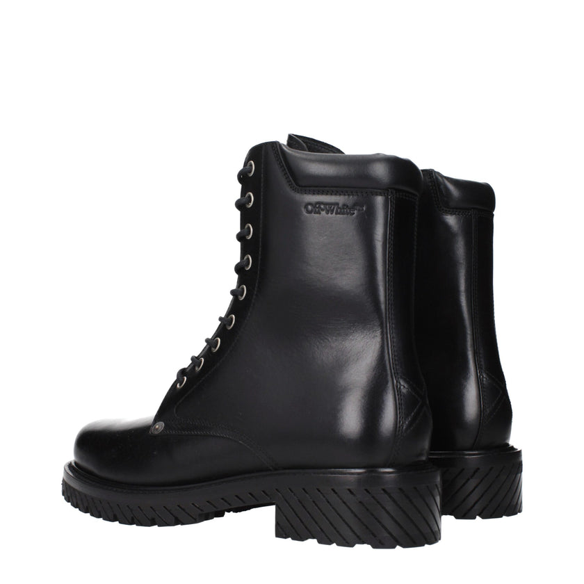 Black Leather Ankle BootsDescription: The product with MPN OMID025LEA0011010 and code F84974 leather in black is a ankle boots designed by Off-White. It has features like side logo, vintage effect, aged effect.Black Leather Ankle Boots${tagsOff-WhiteAulae