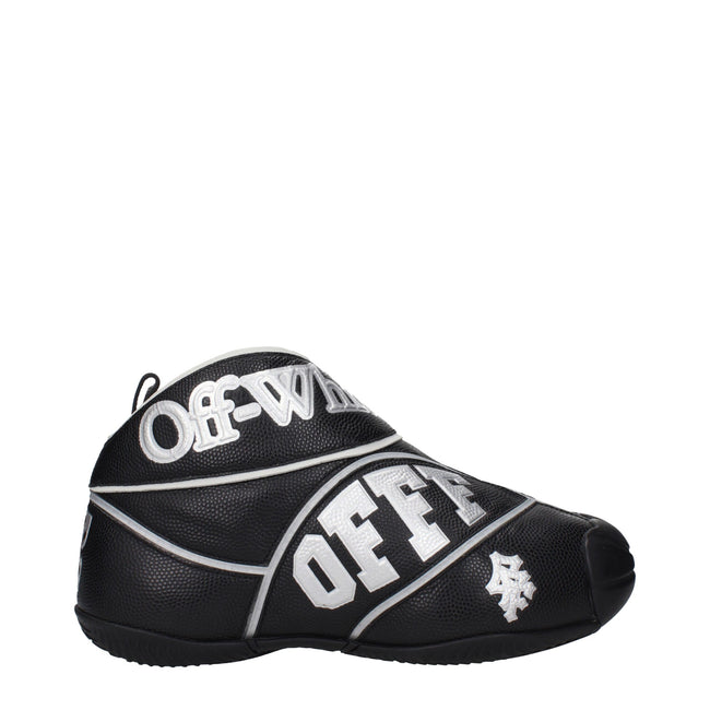 Black Leather High Top SneakersDescription: The product with MPN OMIA29GLEA0011072 and code F84969 leather in black is a sneakers designed by Off-White. It has features like front logo, side logo.Black Leather High Top Sneakers${tagsOff-WhiteAulae Black L