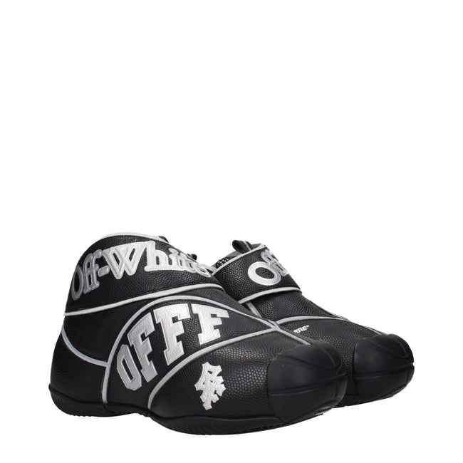 Black Leather High Top SneakersDescription: The product with MPN OMIA29GLEA0011072 and code F84969 leather in black is a sneakers designed by Off-White. It has features like front logo, side logo.Black Leather High Top Sneakers${tagsOff-WhiteAulae Black L